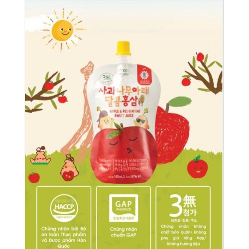 Hồng Sâm Ngọt Dịu Vị Táo Cho Trẻ Em Kim's (10 gói x 100ml)